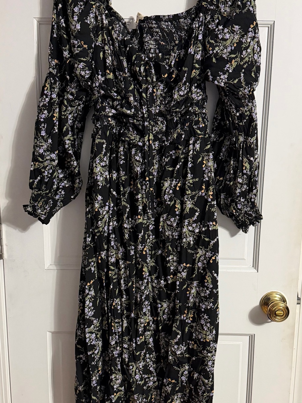 easel Black Floral Maxi Dress with Lavender Accents